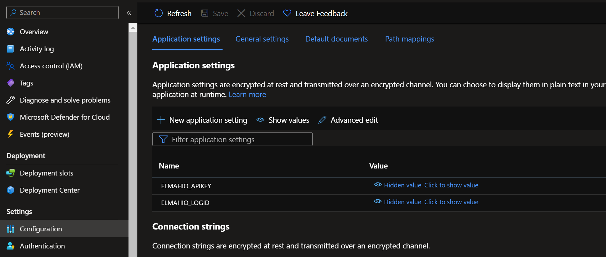 Add API key and log ID to application settings