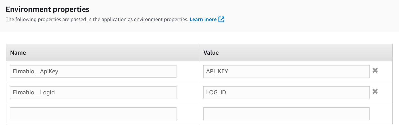 AWS Environment Properties