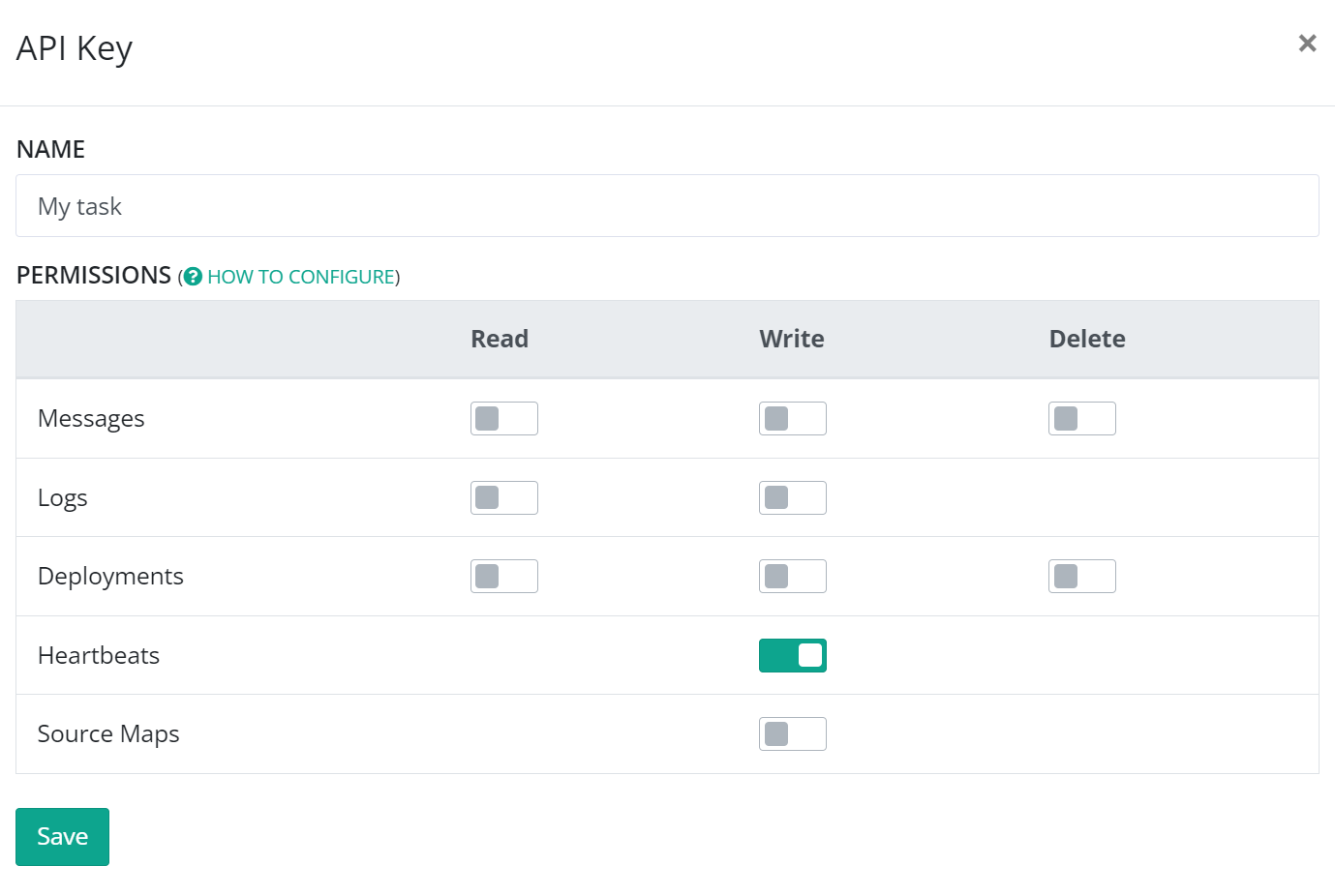 Create Heartbeats API key