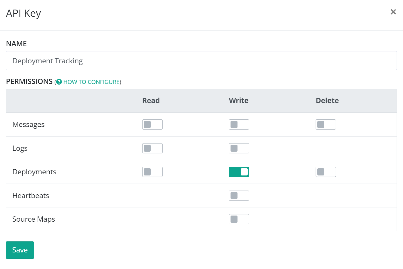 Deployment tracking API key