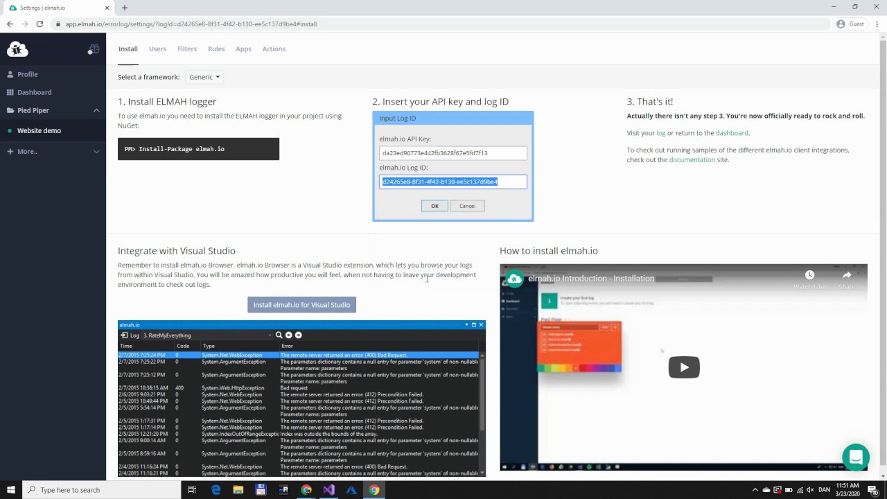 elmah.io Introduction - Installation